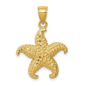 14k Yellow Gold Starfish Necklace Charm Pendant